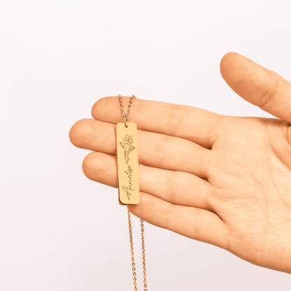 Ketting - geboortebloem met te personaliseren naam