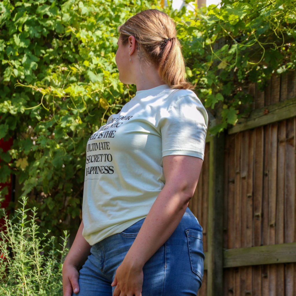 Unisex t-shirt met positieve quote voor mannen en vrouwen groen